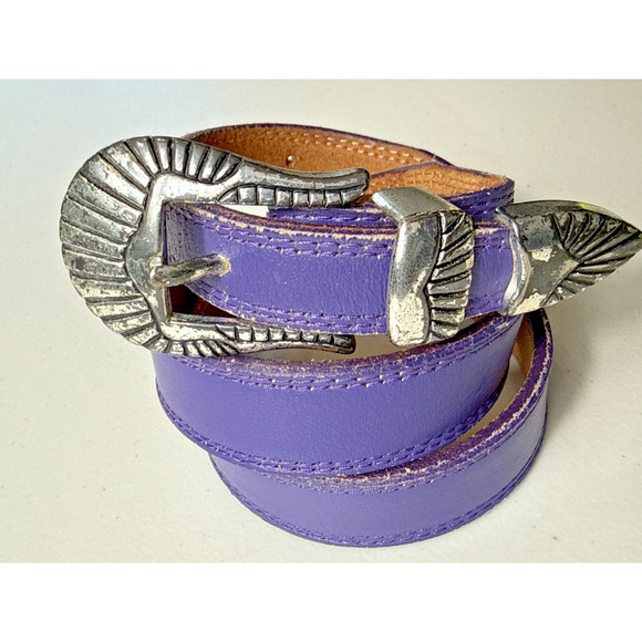 Nocona Accessories - Vintage Nocona Purple Leather Belt Women’s Size XS Silver Buckle Western Kids